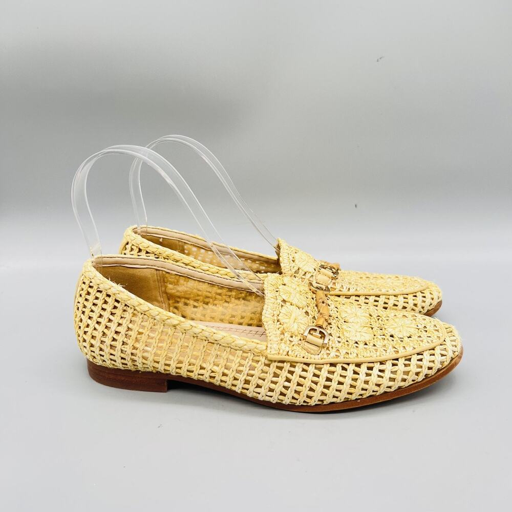 Sam Edelman Shoes Womens 6 Beige Woven Loafer Flats Slip On Summer Crochet